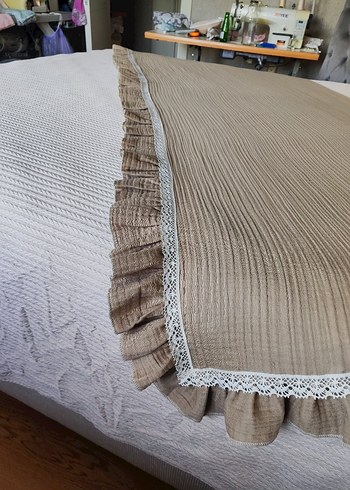 4 kat müslin kumaştan yastık kılıfı ve yatak şalı - Görsel 11