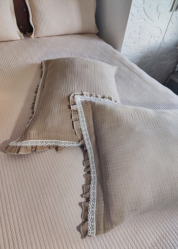 4 kat müslin kumaştan yastık kılıfı ve yatak şalı - Görsel 14