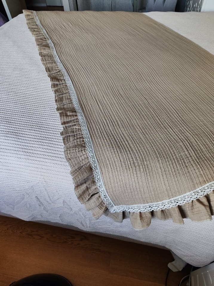 4 kat müslin kumaştan yastık kılıfı ve yatak şalı - Görsel 3