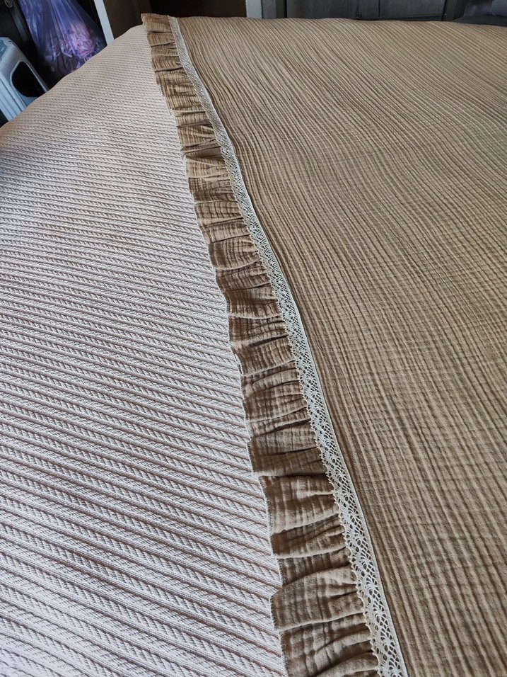 4 kat müslin kumaştan yastık kılıfı ve yatak şalı - Görsel 5