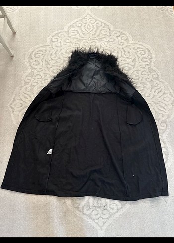 Siyah Uzun Kürklü Straplez Kadın Yelek - Görsel 2