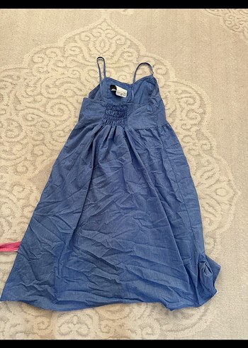 Düğmeli Mavi Uzun Kot Elbise - Görsel 2