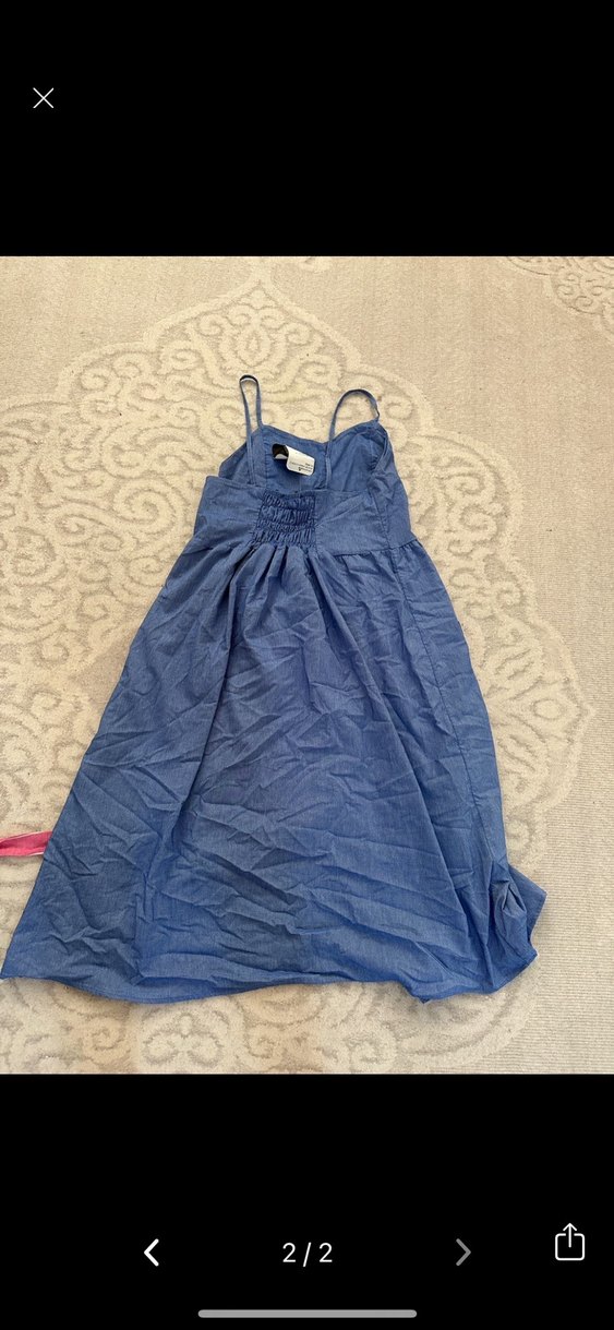 Düğmeli Mavi Uzun Kot Elbise - Görsel 2