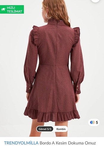 Bordo elbise - Görsel 5