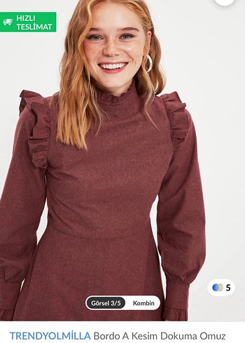 Bordo elbise - Görsel 3