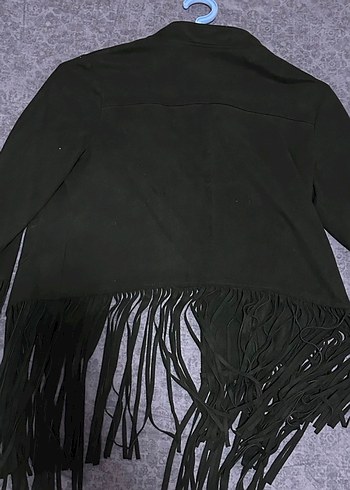 Püsküllü Siyah Süet Kadın Ceket - Görsel 3