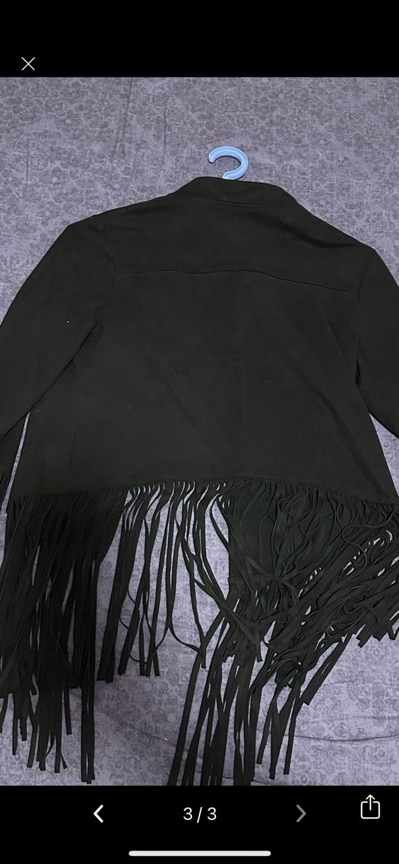 Püsküllü Siyah Süet Kadın Ceket - Görsel 3