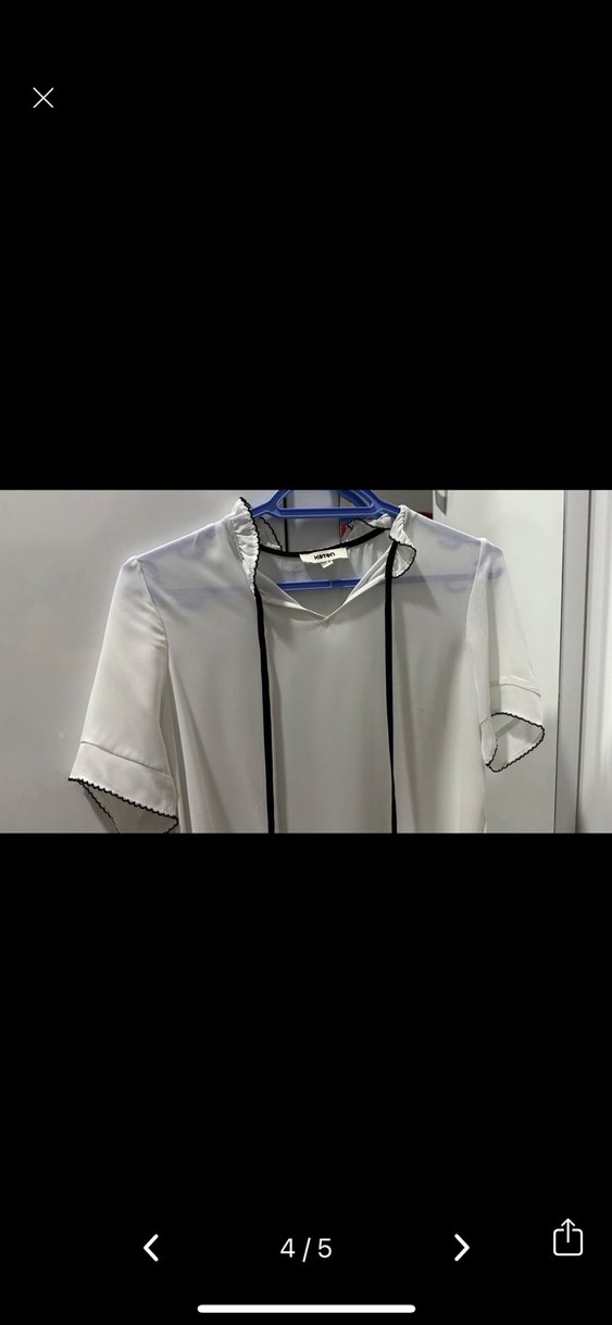 Kadın Beyaz Kısa Kollu Salaş Bluz - Görsel 3