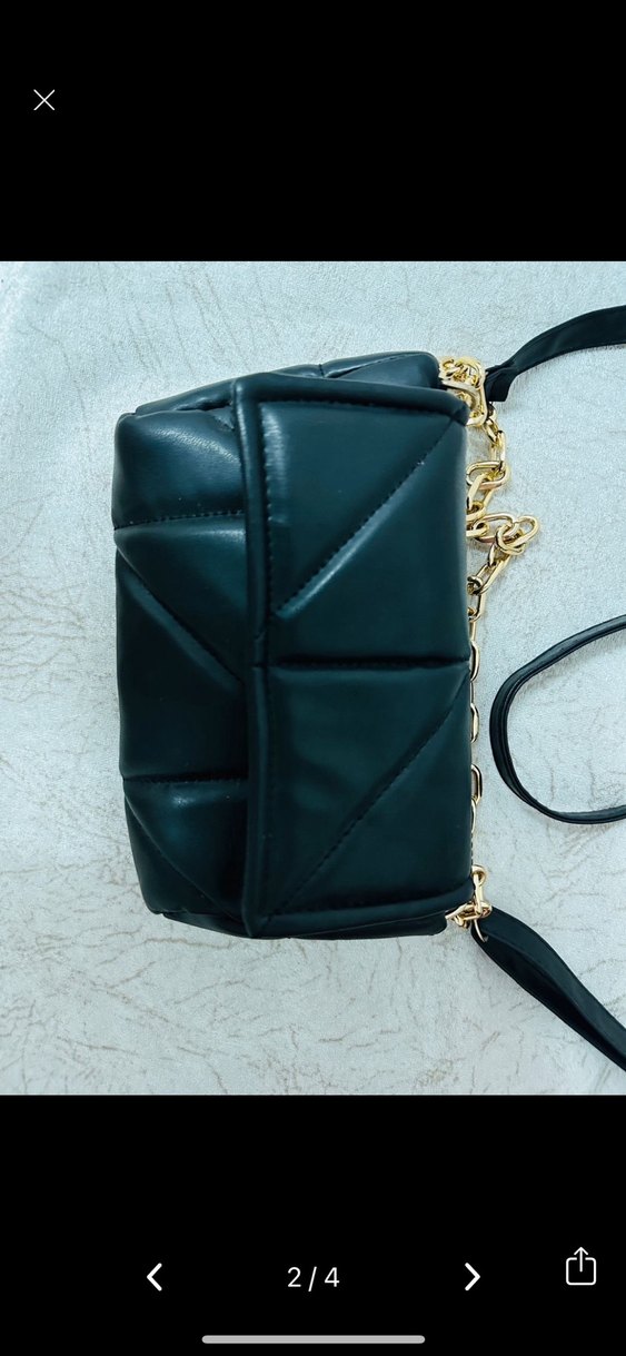 Siyah Deri Tokalı Kadın Omuz Çantası - Görsel 2