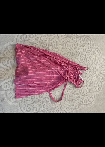 Pembe Uzun Bohem Düğmeli Kadın Elbise - Görsel 2