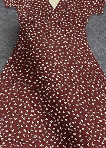 Bordo V Yakalı Midi Elbise - Görsel 5