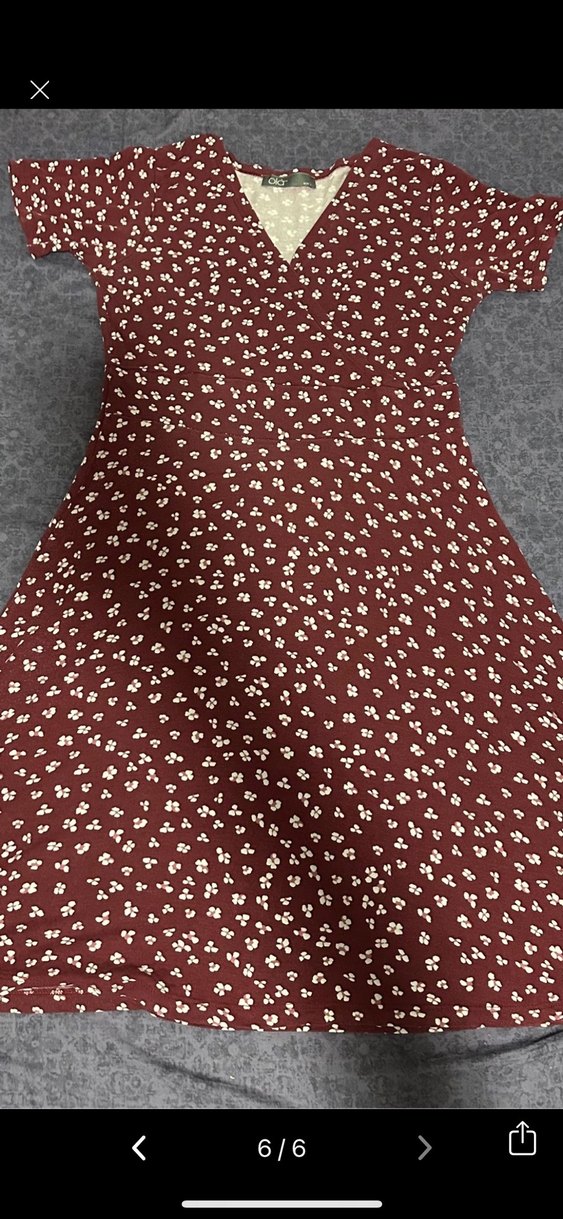 Bordo V Yakalı Midi Elbise - Görsel 5