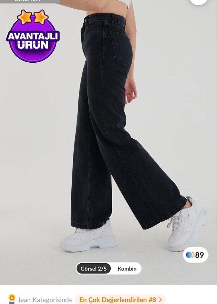 Kadın siyah yüksek bel kot pantolon - Görsel 4