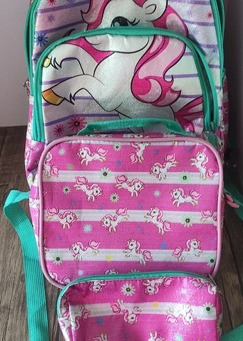 Pembe Unicorn Desenli Çocuk Okul Çantası