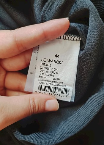 44 Beden lacivert Renk Siyah Kadın Kumaş Fitilli Pantolon, Yırtmaç Detaylı