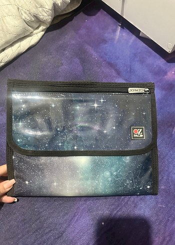 Kadın Mavi Baskılı Fermuarlı Laptop Çantası