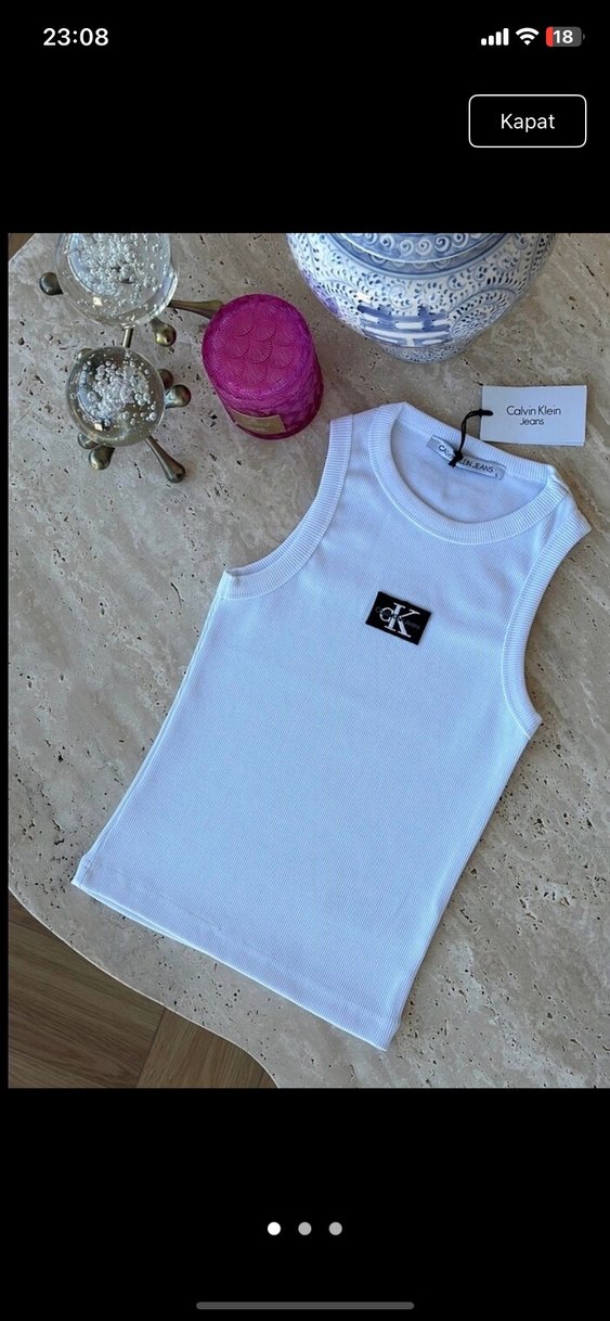 Ck Beyaz Kolsuz Crop Top - Görsel 2