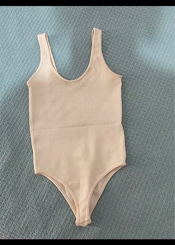 Bej Fitilli Straplez Bodysuit