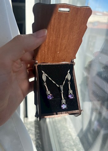 Beden Gümüş Kolye küpe set