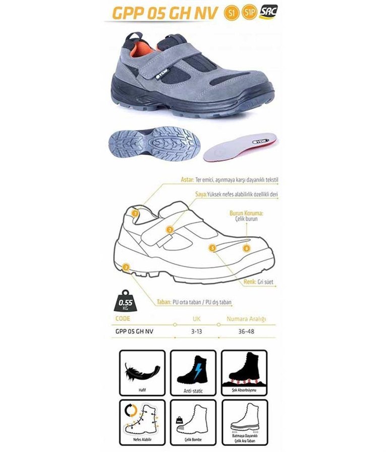 Çelik Burunlu Orjinal Deri YDS İş Ayakkabısi - Görsel 2