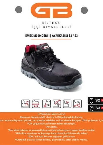 46 Numara Hakiki 1. Sınıf deri  Kompozit Çelik burun - Görsel 3