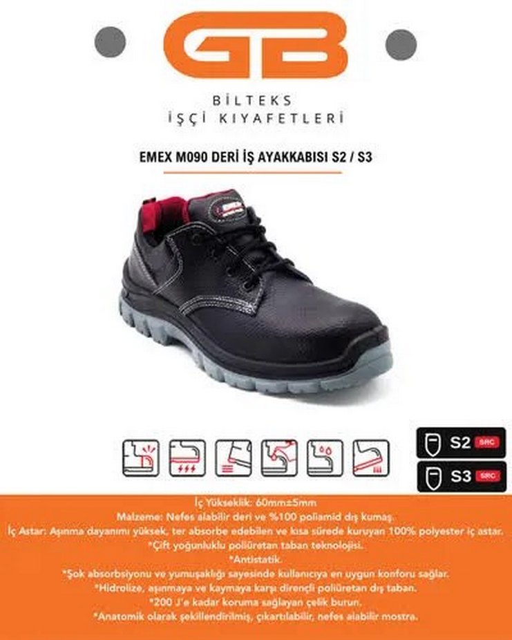 46 Numara Hakiki 1. Sınıf deri  Kompozit Çelik burun - Görsel 3