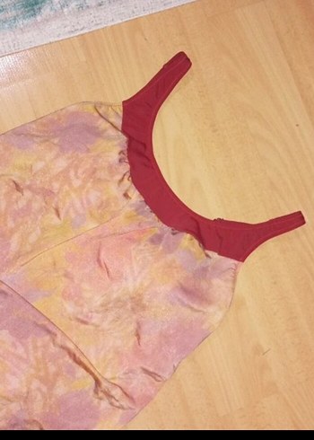 Penti Kolsuz Pembe Batik Desenli Bohem Elbise