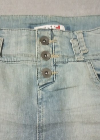 Düğmeli Pastel Mavi Kadın Denim Mini Etek - Görsel 5