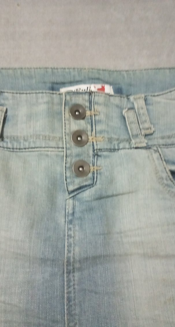 Düğmeli Pastel Mavi Kadın Denim Mini Etek - Görsel 5