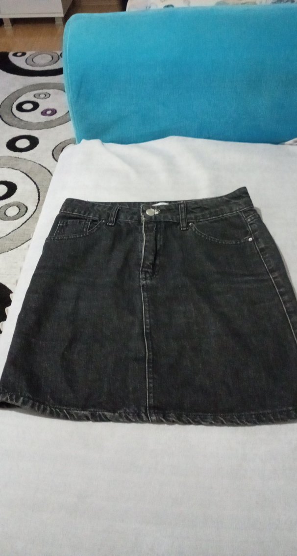 Siyah Kot Midi Kadın Etek - Görsel 2