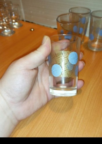 Mavi Noktalı Cam kahve yanı su bardağı - Görsel 2