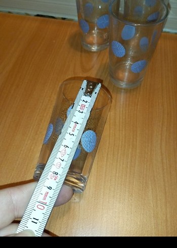 Mavi Noktalı Cam kahve yanı su bardağı - Görsel 3