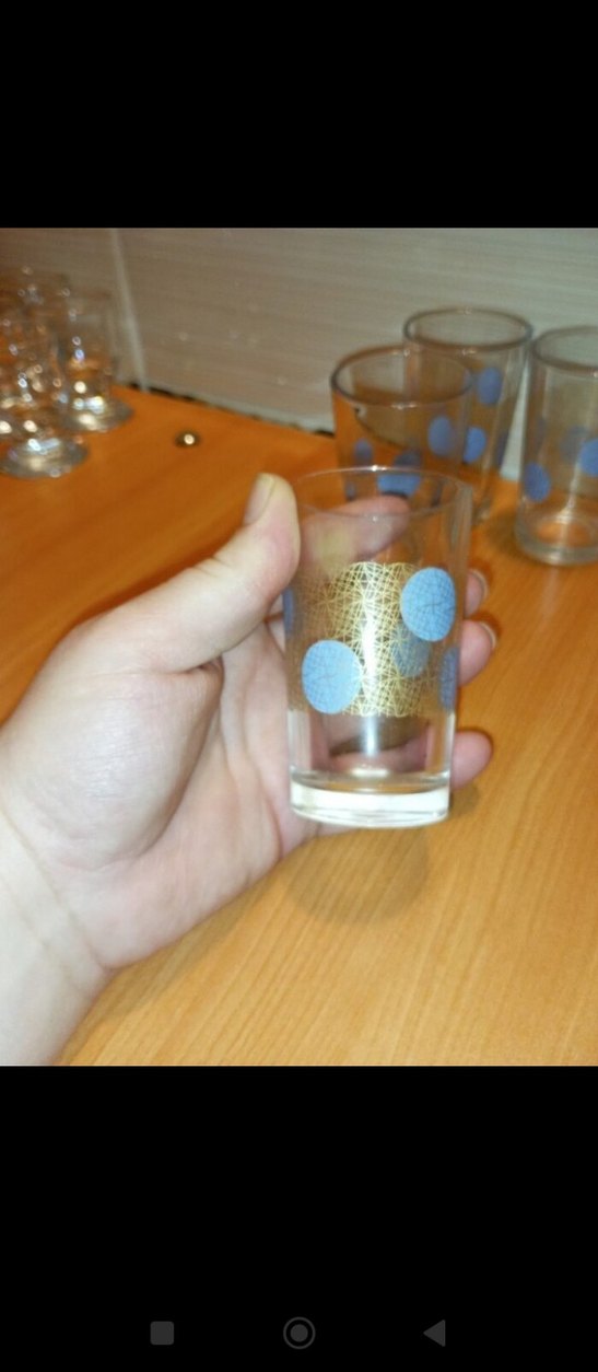 Mavi Noktalı Cam kahve yanı su bardağı - Görsel 2