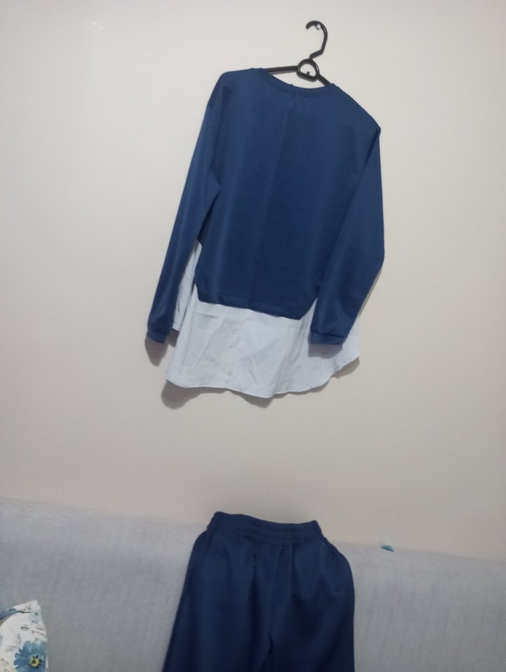 zara Kadın Mavi Gri Oversize Eşofman Takımı - Görsel 4