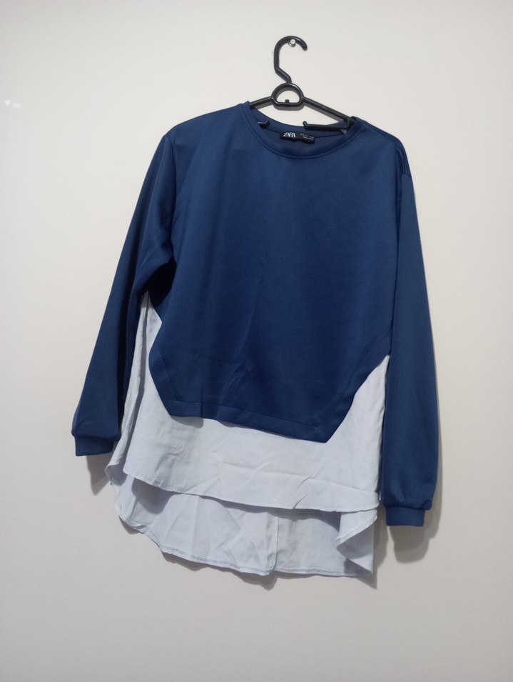 zara Kadın Mavi Gri Oversize Eşofman Takımı - Görsel 3