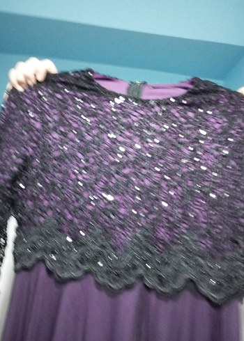 Uzun Mor Gotik Abiye Elbise - Görsel 3