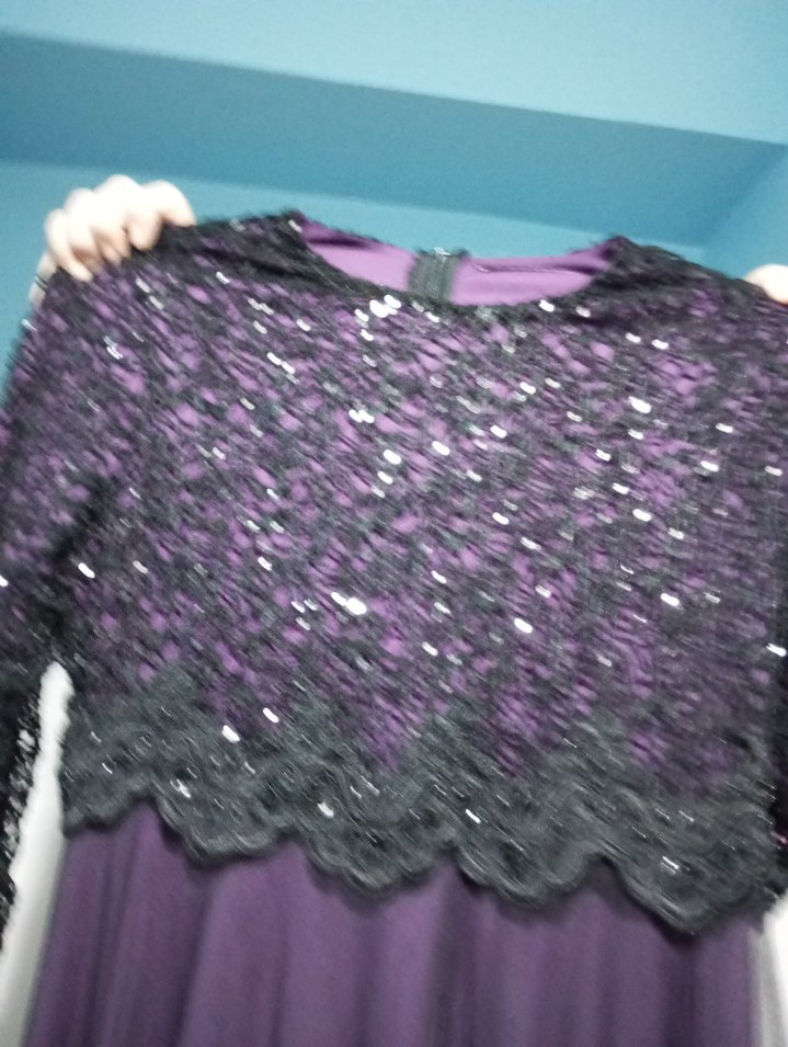 Uzun Mor Gotik Abiye Elbise - Görsel 3