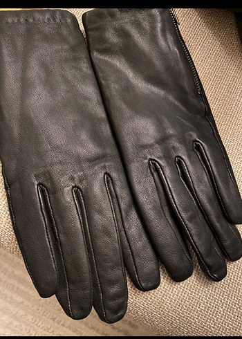 Fermuarlı Siyah Deri Kadın Eldiven - Görsel 2
