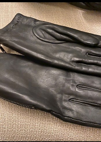Fermuarlı Siyah Deri Kadın Eldiven - Görsel 3