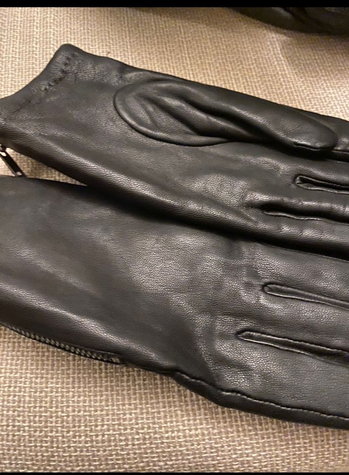 Fermuarlı Siyah Deri Kadın Eldiven - Görsel 3