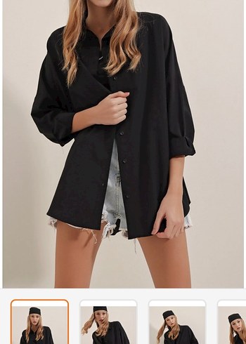 Siyah Düğmeli Kadın Gömlek - Görsel 2