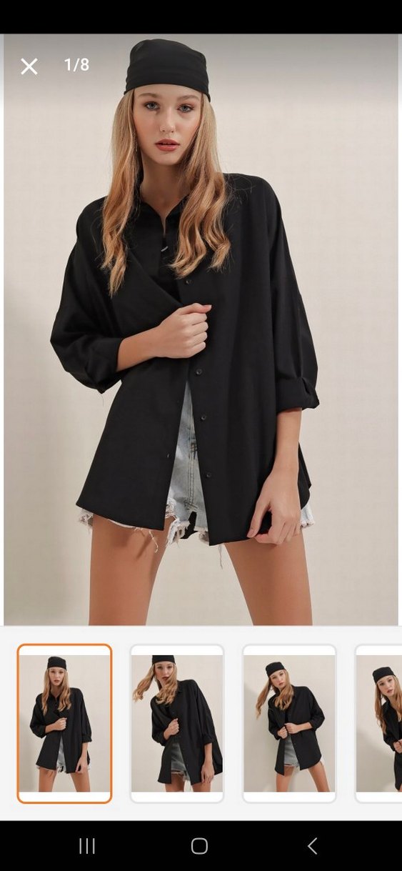 Siyah Düğmeli Kadın Gömlek - Görsel 2