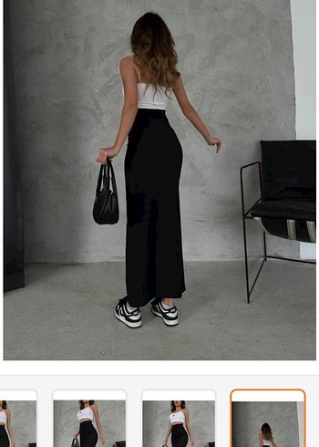 Siyah Yırtmaçlı Uzun Dar Etek - Görsel 2