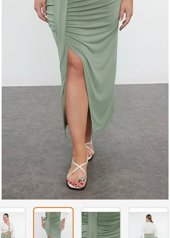 Kadın Haki Drapeli Uzun Etek - Görsel 2