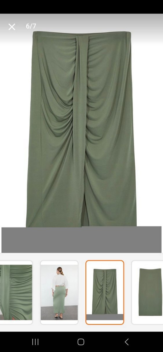 Kadın Haki Drapeli Uzun Etek - Görsel 4