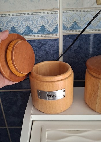 Ahşap Kapaklı Mutfak 3lü Saklama Kavanozları - Görsel 2