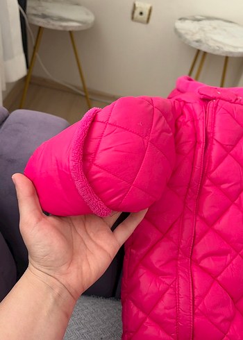 Kız Bebek Kapüşonlu Pembe Kar Tulumu - Görsel 3