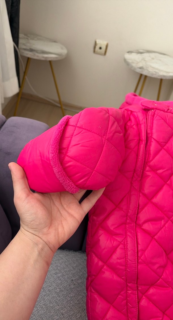 Kız Bebek Kapüşonlu Pembe Kar Tulumu - Görsel 3