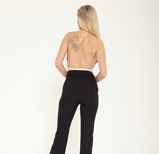 38 Beden camel Renk Lefon Annabelle Crop