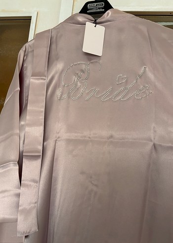 Taş İşlemeli pudra renk Bride Sabahlık - Görsel 2